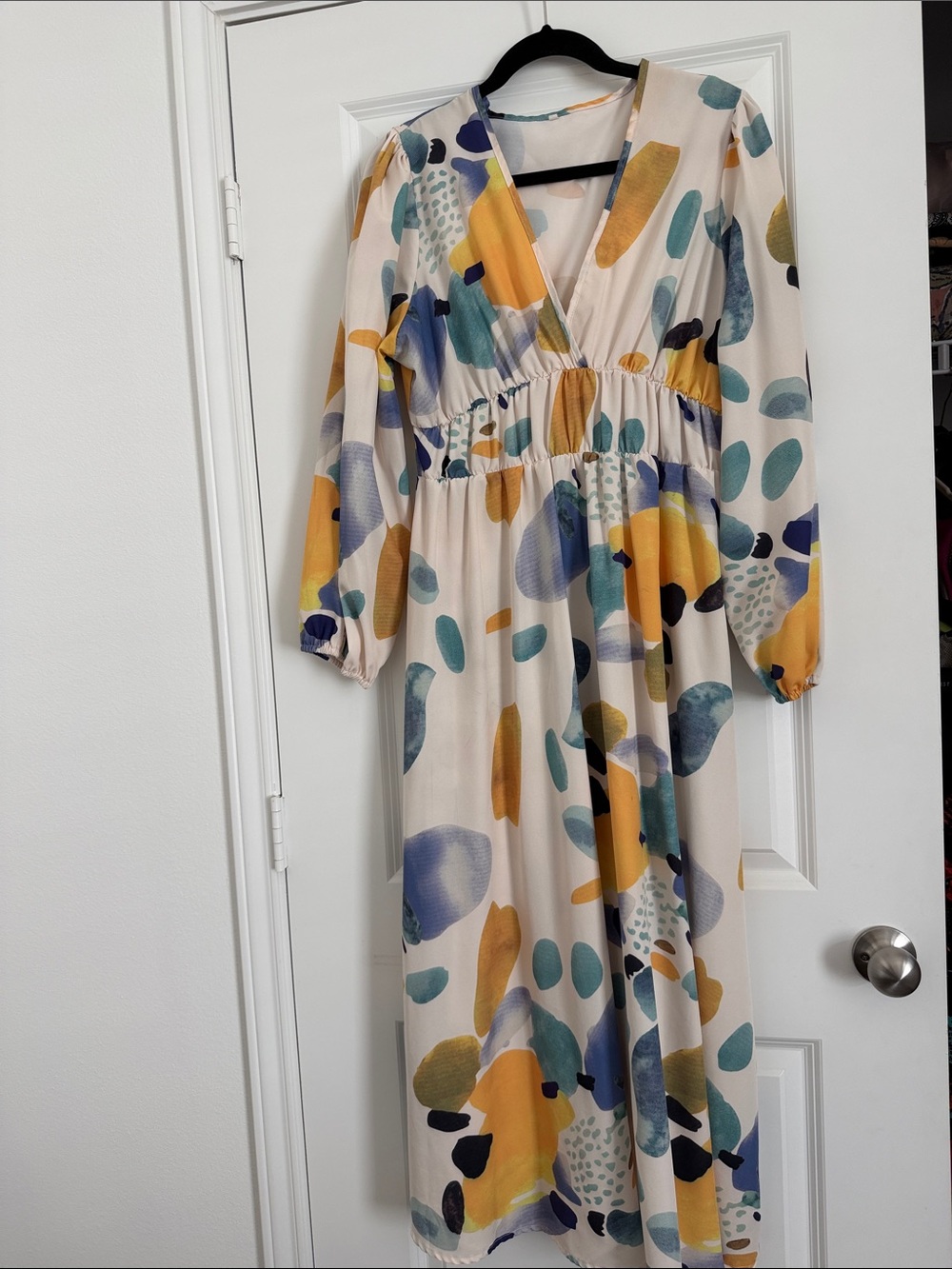 V-Neck Maxi Dress in Multi Color Abstract Print